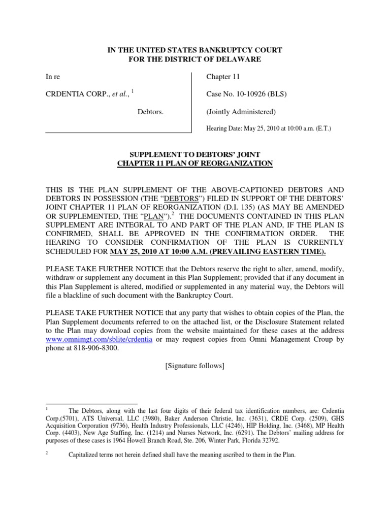 10000001837 Chapter 11 Bankruptcy