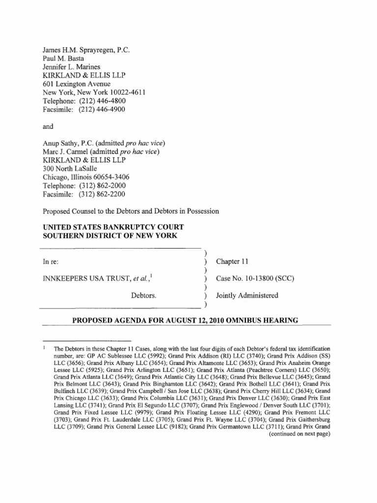 Pro Hac Vice) Pro Hac Vice) United States Bankruptcy Court Southern