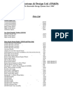 Energy Systems & Design Ltd. (ES&D) : Price List