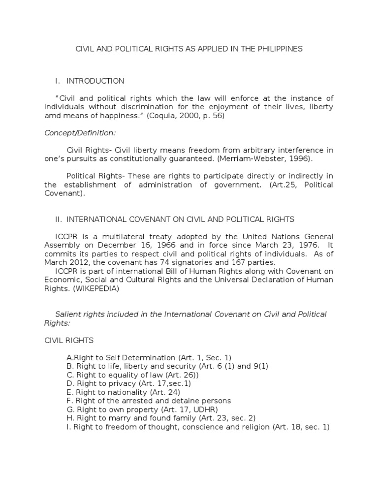Civil and Political Rights in the Philippines | PDF | Civil And ...