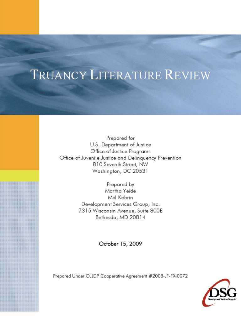 Truancy Literature Review PDF Juvenile Delinquency Socioeconomic Status