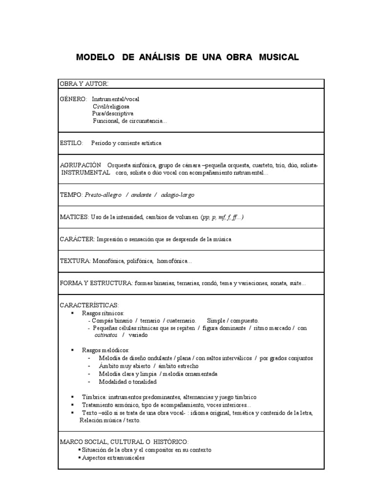 Como Hacer El Analisis De Una Obra Musical 2023