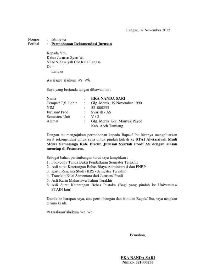 Surat Dah Kuliah