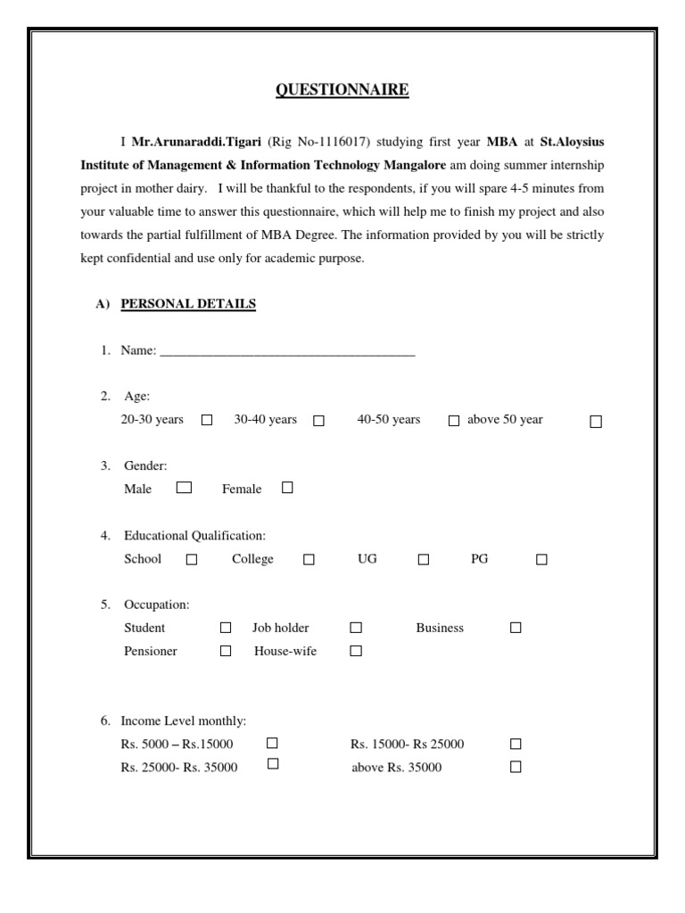 Nandini Milk Consumer Feedback Survey | PDF