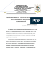 La Influencia de Las Prácticas Escolares en El Desarrollo de Las Competencias Comunicativas. Ensayo