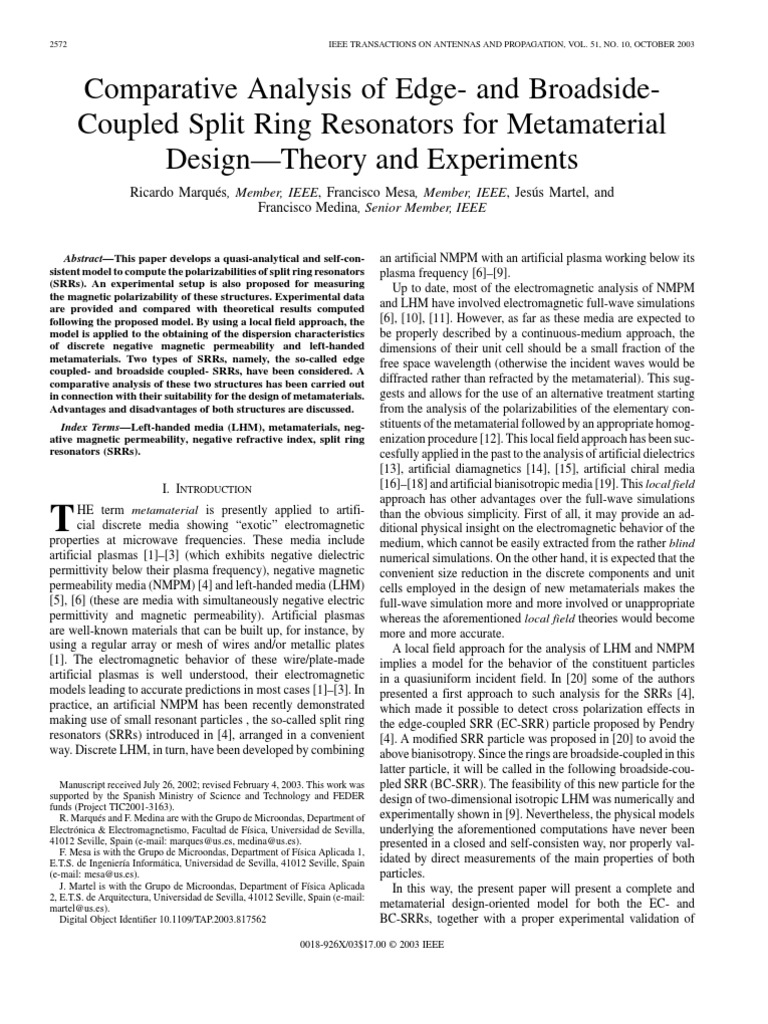 Comparative Analysis of Edge-And Broadside - Coupled Split Ring ...