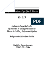 Medidas de Seguridad en Las Operaciones de Las Superintendencias Planta de Oxidos y Sulfuros de Baja Ley
