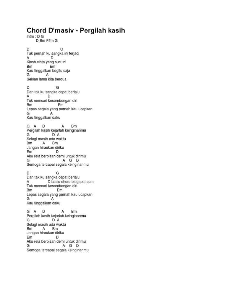 Chord D Masiv Pergilah Kasih Pdf