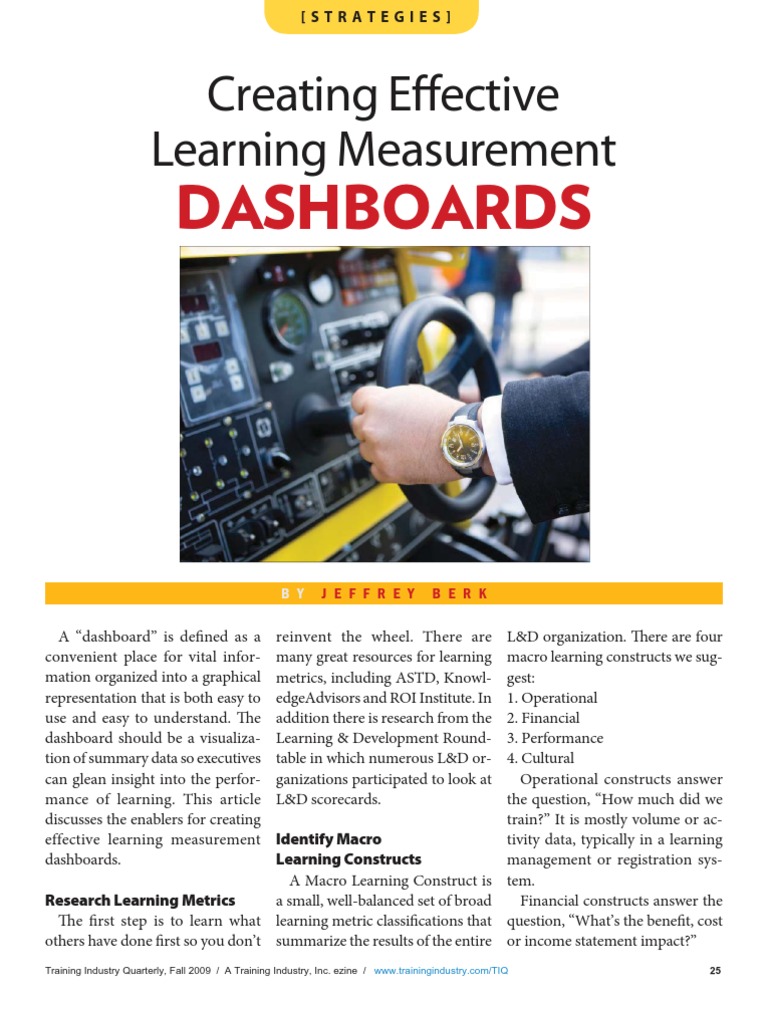 Creating Effective Learning Management Dashboards (Nov 09) | PDF ...