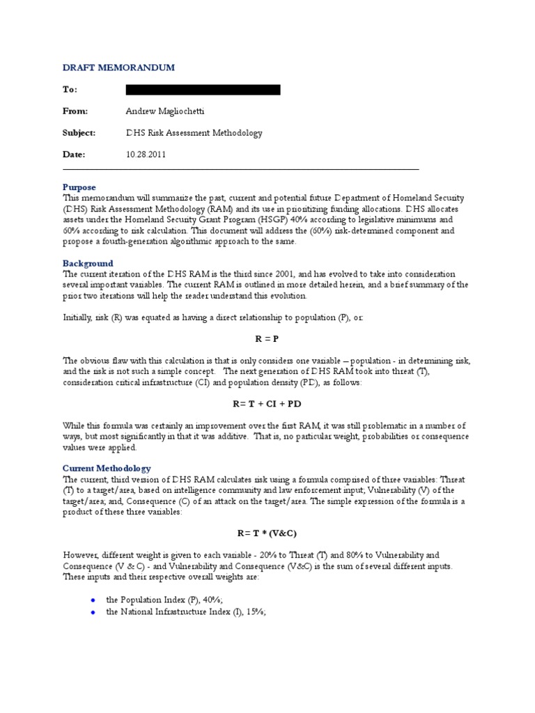DHS Risk Assessment Methodology Overview | PDF | United States ...