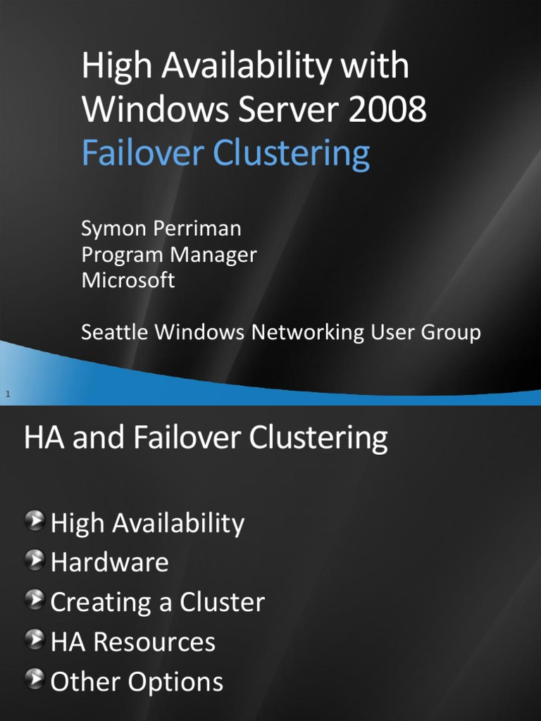 High Availability With Windows Server 2008: Failover Clustering | PDF