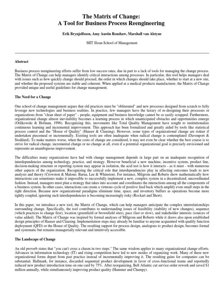 The Matrix of Change | PDF | Business Process | Matrix (Mathematics)