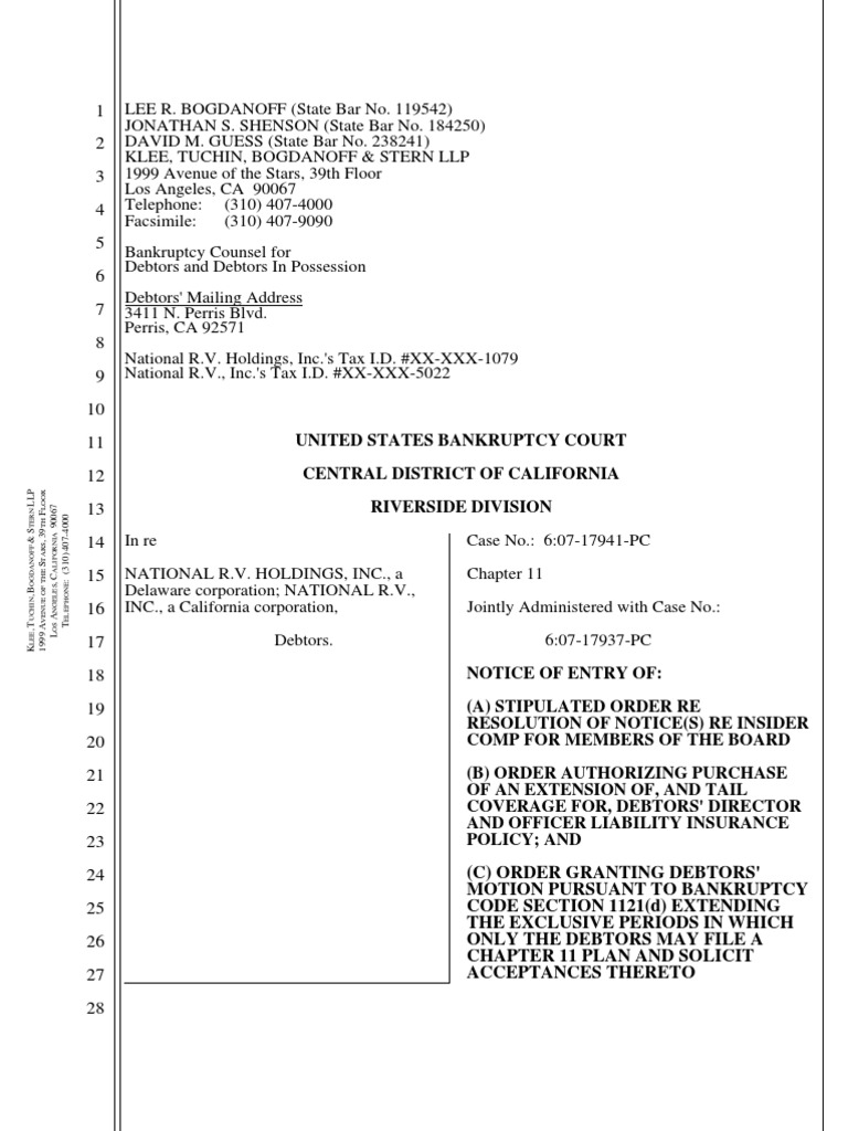 (C) Order Granting Debtors #39 Motion Pursuant To Bankruptcy Code Section