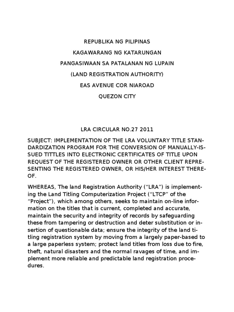 LRA Voluntary Title Standardization Guide | PDF | Identity Document ...