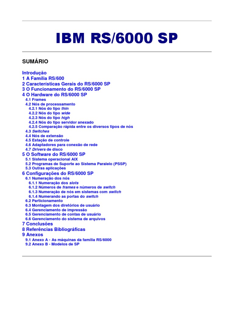 Ibm RS 6000 SP | PDF | Sistema operacional | Rede de computadores