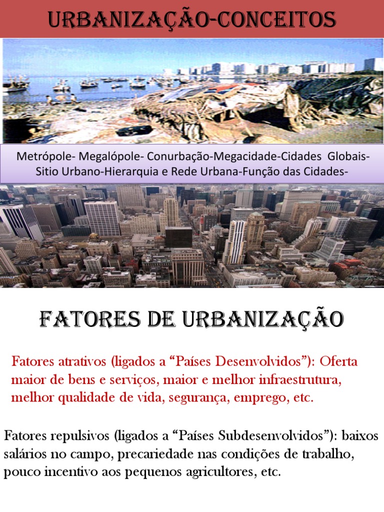 Fatores e Conceitos da Urbanização | PDF | Cidade | Urbanização