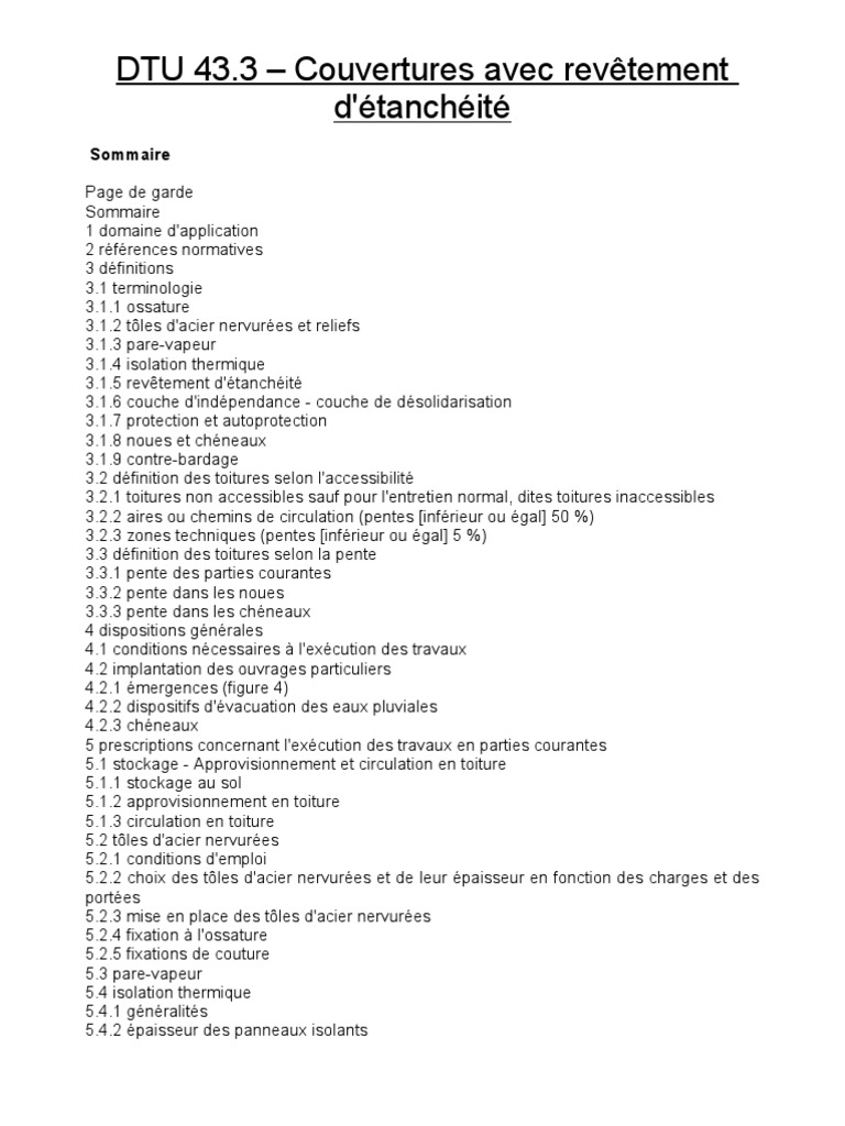 Page De Garde Petit Cahier Cc2 Dtu43 3 | PDF | Asphalte | Toit