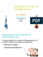 Temperature and Zero Law of Thermodynamics: D. Farah