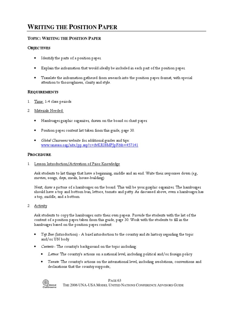 Writing The Position Paper | PDF