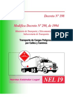 Decreto #198 Modifica Decreto #298, de 1994, Transporte de Cargas Peligrosas Por Calles y Caminos