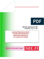 Decreto Supremo #594 (Reemplaza A D.S. #745) Aprueba Reglamento Sobre Condiciones Sanitarias y Ambientales Basicas en Los Lugares de Trabajo