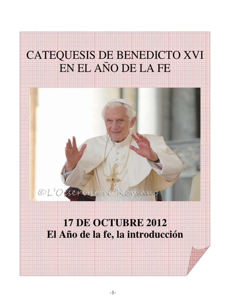 Catequesis de Benedicto XVI en El Año de La Fe. 17 Octubre 2012 PDF ...
