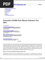Download University of Delhi Msc Physics Entrance Test 2012 Entrance Exam Dates Application Forms Eligibility Syllabus Admission Test Papers Results by Vivek Godan SN113392722 doc pdf