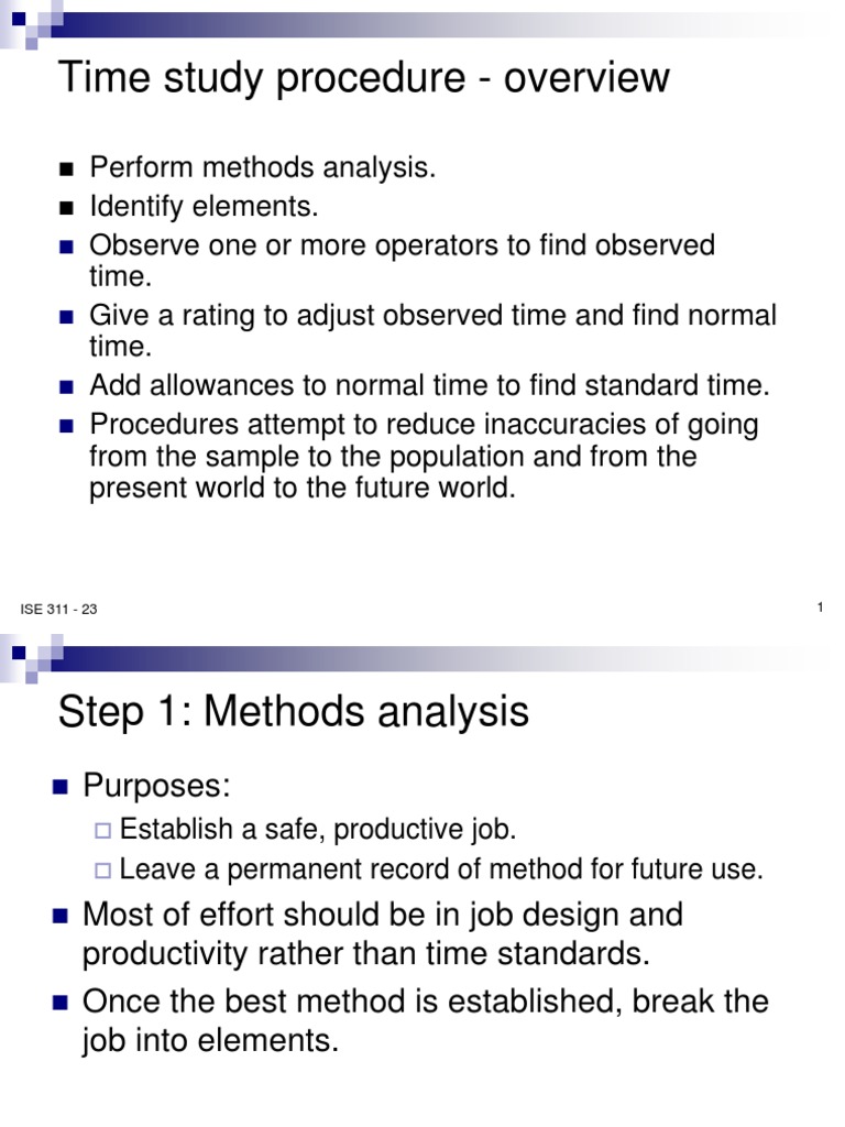 Time Study Procedure Overview | PDF