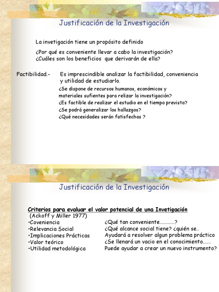 Justificación y Criterios de Investigación | PDF | Teoría de la ...