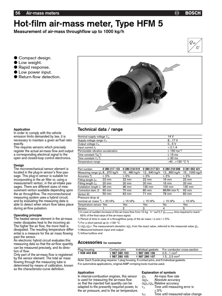 Bosch HFM5 Sensors | PDF | Sensor | Electrical Connector