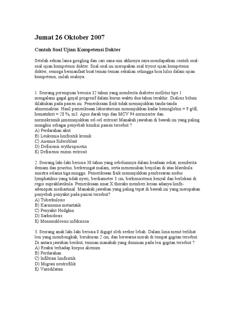 Contoh Soal Uji Kompetensi Dokter PDF
