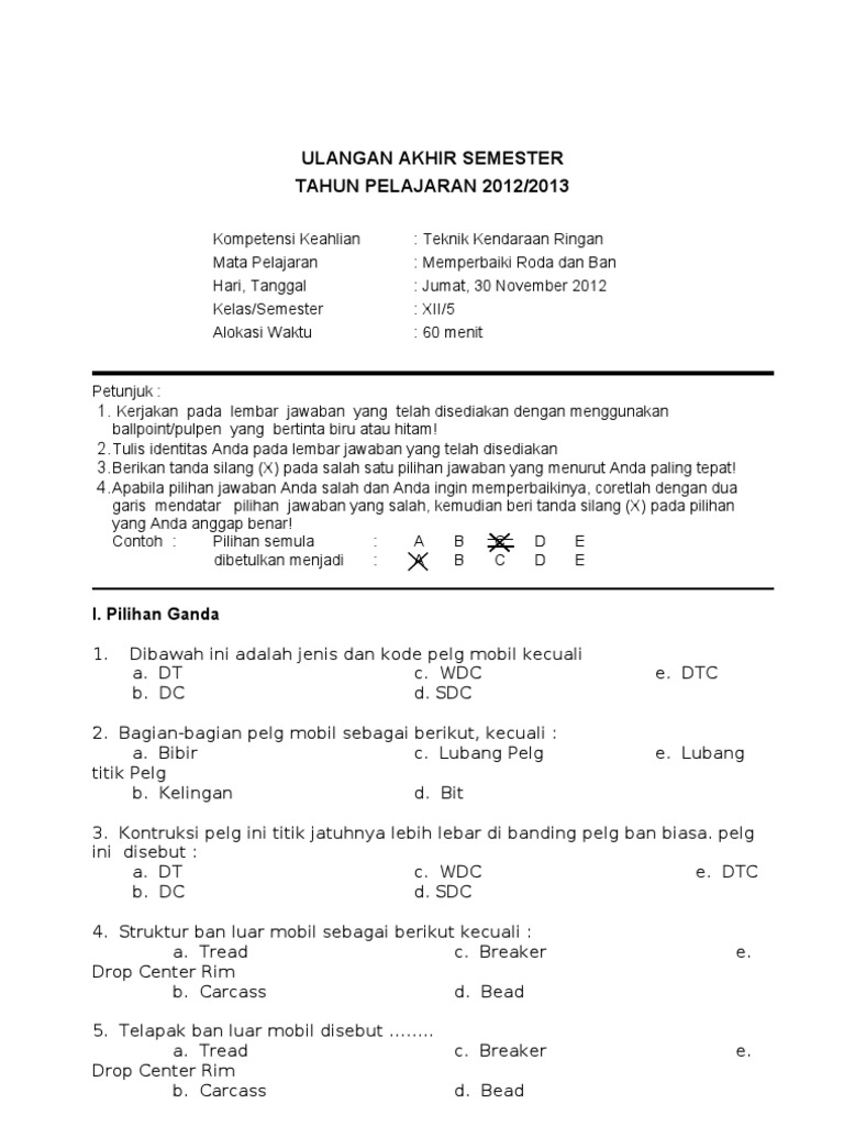 Soal Roda Dan Ban Teori