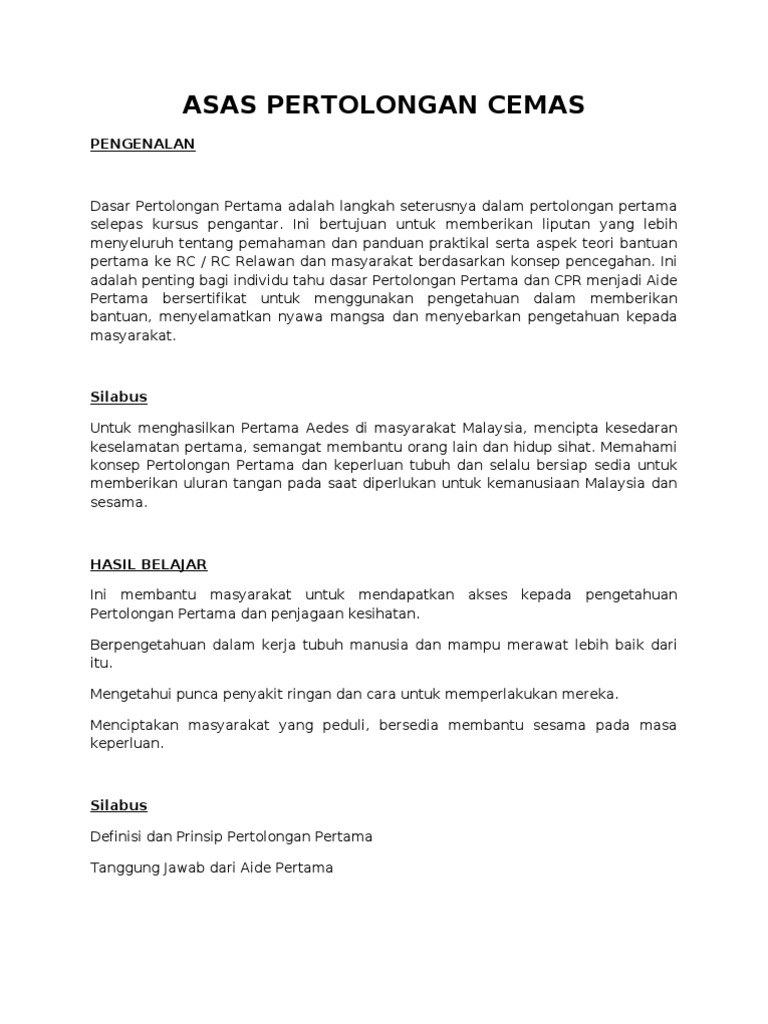 13 Asas Pertolongan Cemas Krs Pdf