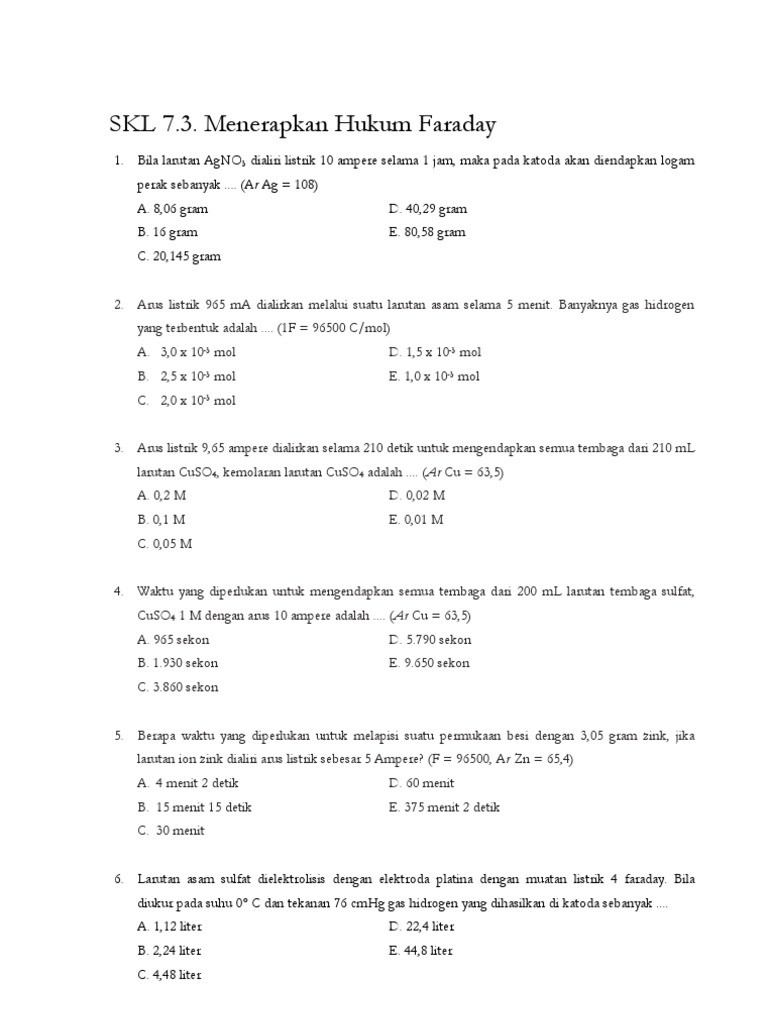 Soal Soal Hukum Faraday