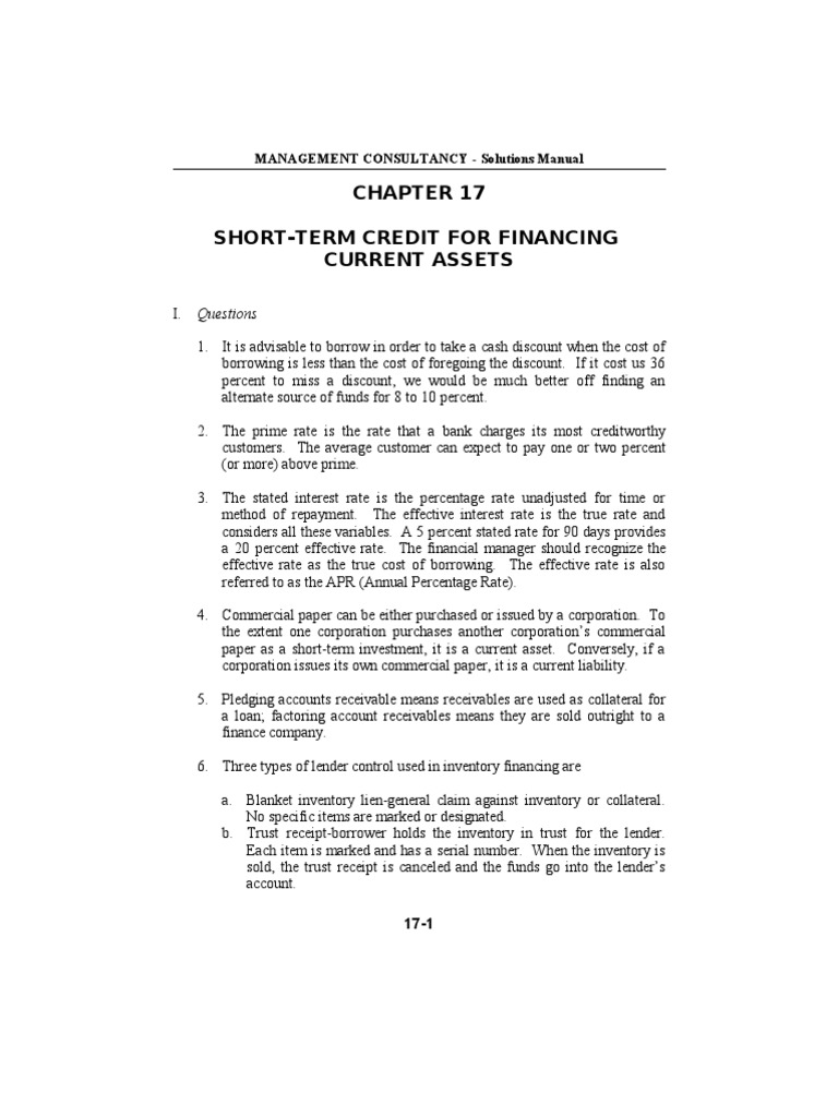 Short-Term Credit Strategies in Finance | PDF | Factoring (Finance ...