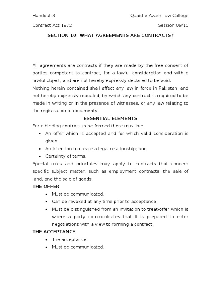 Understanding Contract Law Essentials | PDF | Offer And Acceptance ...