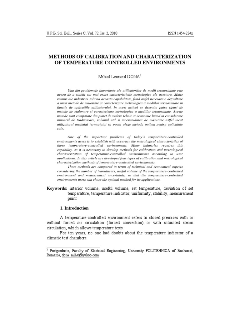Methods of Calibration and Characterization of Temperature Controlled ...
