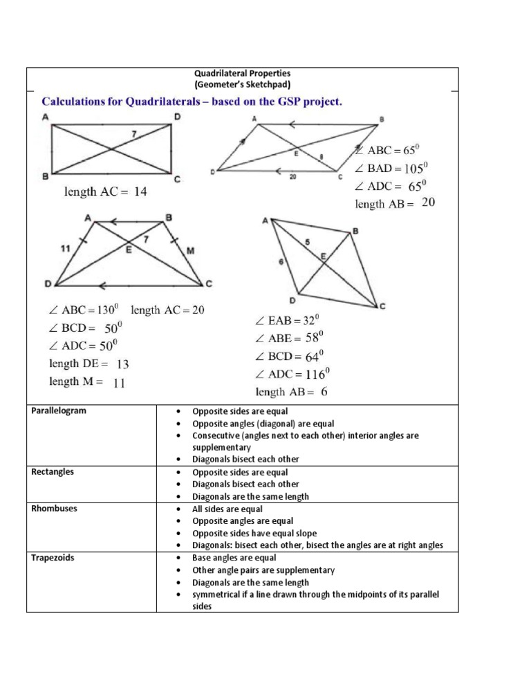 Quadrilateral Properties | PDF
