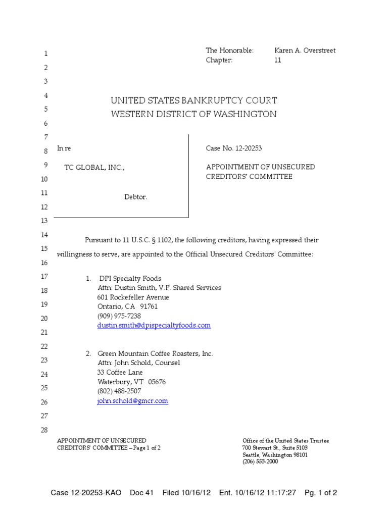 United States Bankruptcy Court Western District of Washington | PDF