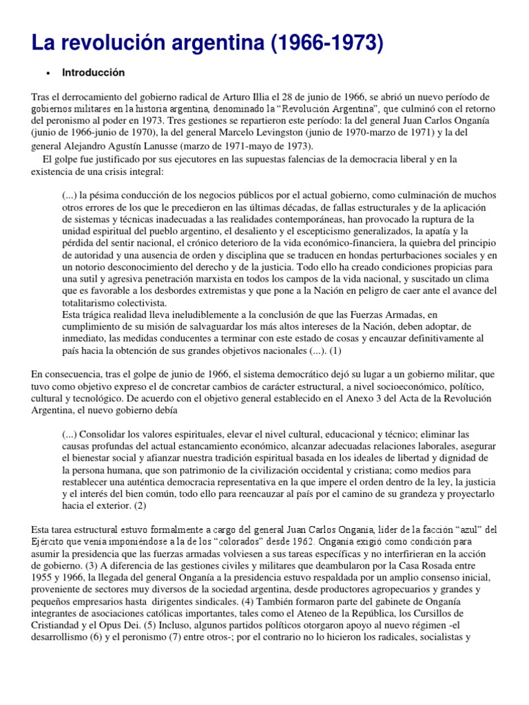 La Revolución Argentina PDF Nacionalismo Los Estados Unidos