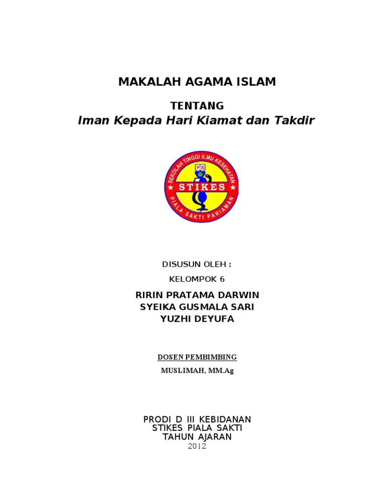 Makalah Iman Kepada Hari Kiamat Dan Takdir