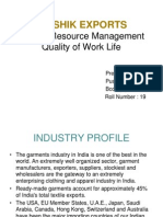 Hrishik Exports: Human Resource Management Quality of Work Life