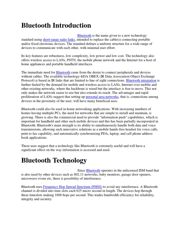 Bluetooth Introduction | PDF | Bluetooth | Communications Protocols