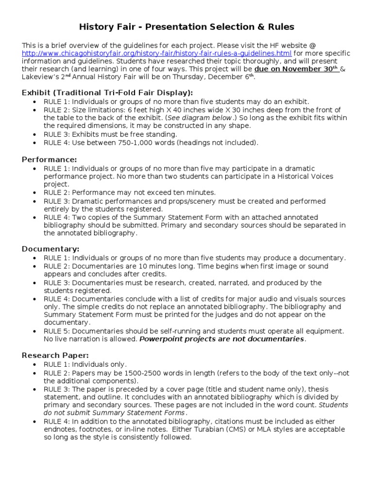 History Fair Project Rules Citation Writing