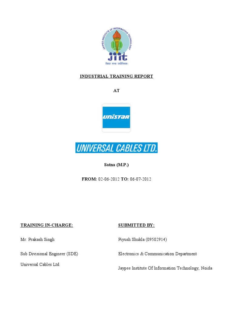 Industrial Training Report Finalxx PDF PDF Cable Wire