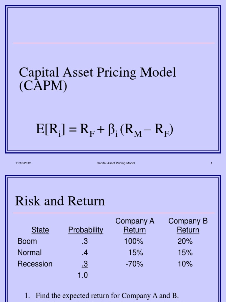 CAPM: Risk and Return Analysis | PDF | Capital Asset Pricing Model ...