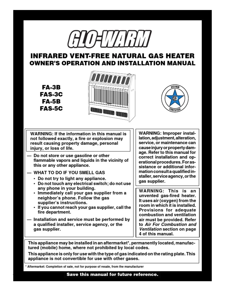 GloWarm Natural Gas Heater Manual PDF Ventilation (Architecture