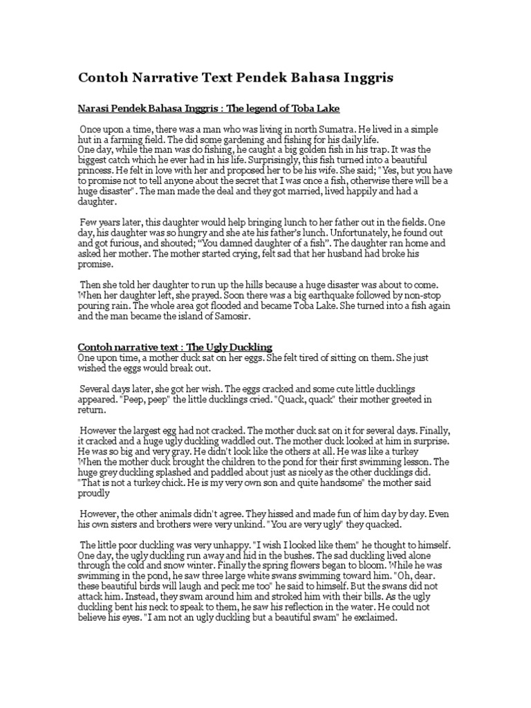 Contoh Narrative Text Pendek Bahasa Inggris Duck Nature