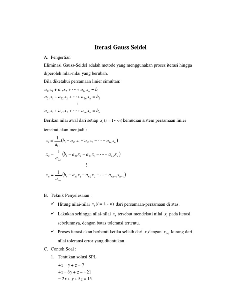 Iterasi Gauss Seidel