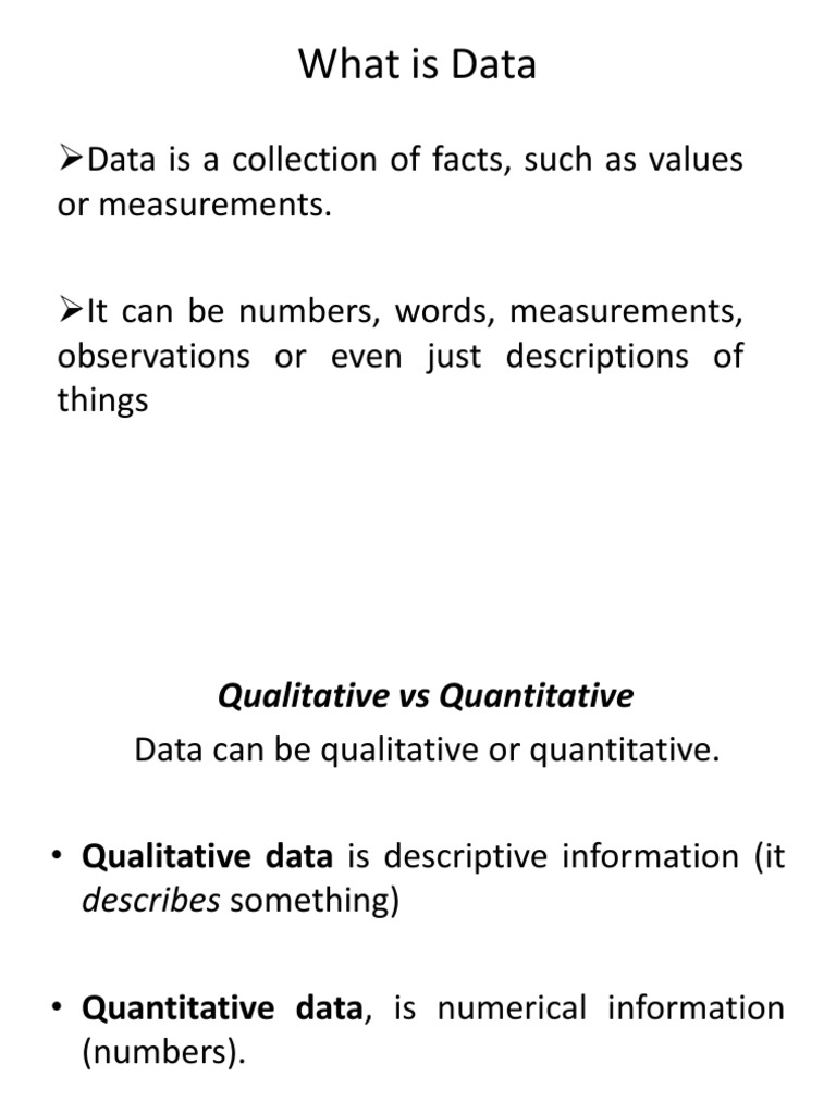 Qualitative Vs Quantitative Data PDF Level Of Measurement Census